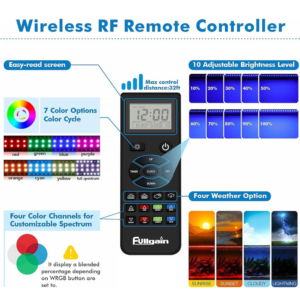Fullgain FG-158 PRO Remote Control LED Aquarium Light