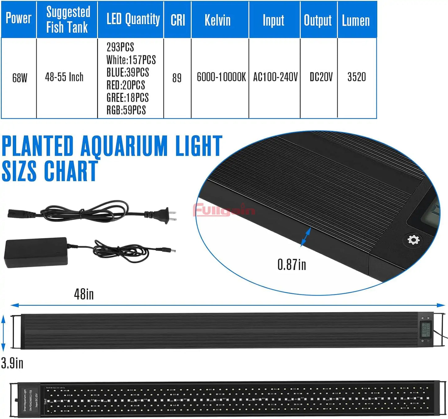 Fullgain FG-138 PRO Planted LED Aquarium Light